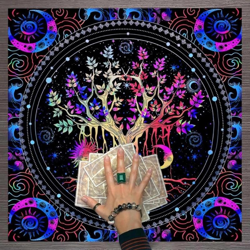 Коврик для гаданий с маятником квадратной формы, алтарная скатерть, коврик для настольных игр, коврик для рун, метафизическая настольная игра