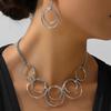 Fashion Simple Round Hollow Earring Necklace Set