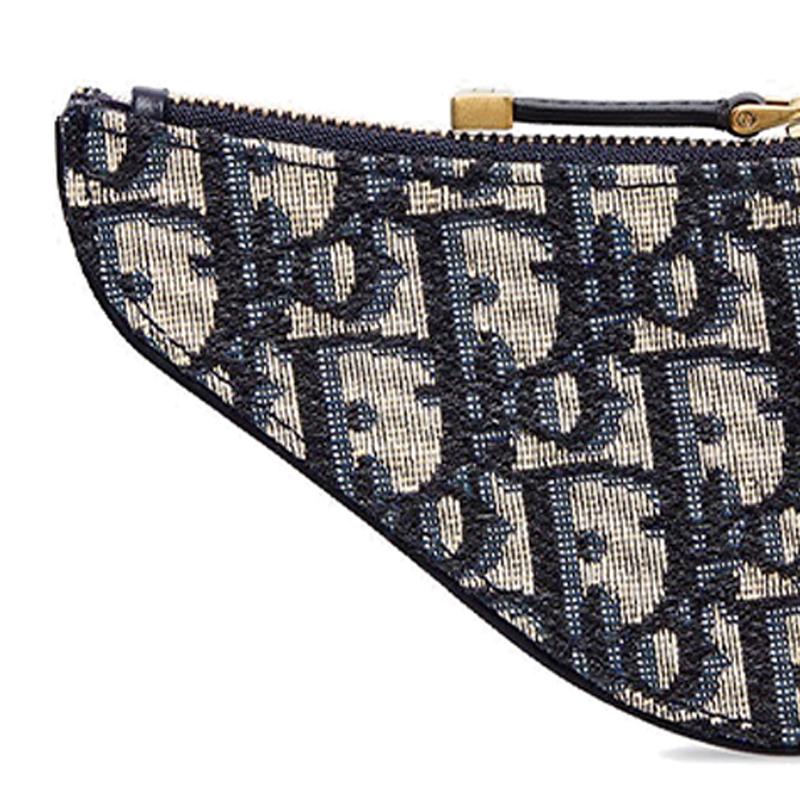 Dior SaddleOBLIQUE Кожаная сумка-кошелек на седло Женская Синий