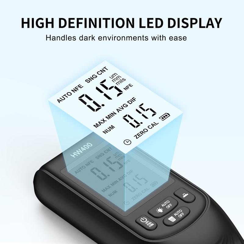 Измеритель толщины лакокрасочного покрытия Mil Fe/NFe с автоматическим определением и ЖК-дисплеем Измерение толщины автомобильной краски с помощью сверхвысокого