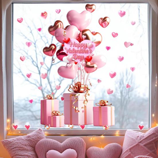 Окна к Дню святого Валентина Большие Красные Розовые Сердца Наклейки на Окно Двусторонние Многоразовые Наклейки для Свадьбы Дня Рождения Вечеринки Дома Стеклянной Двери Декор