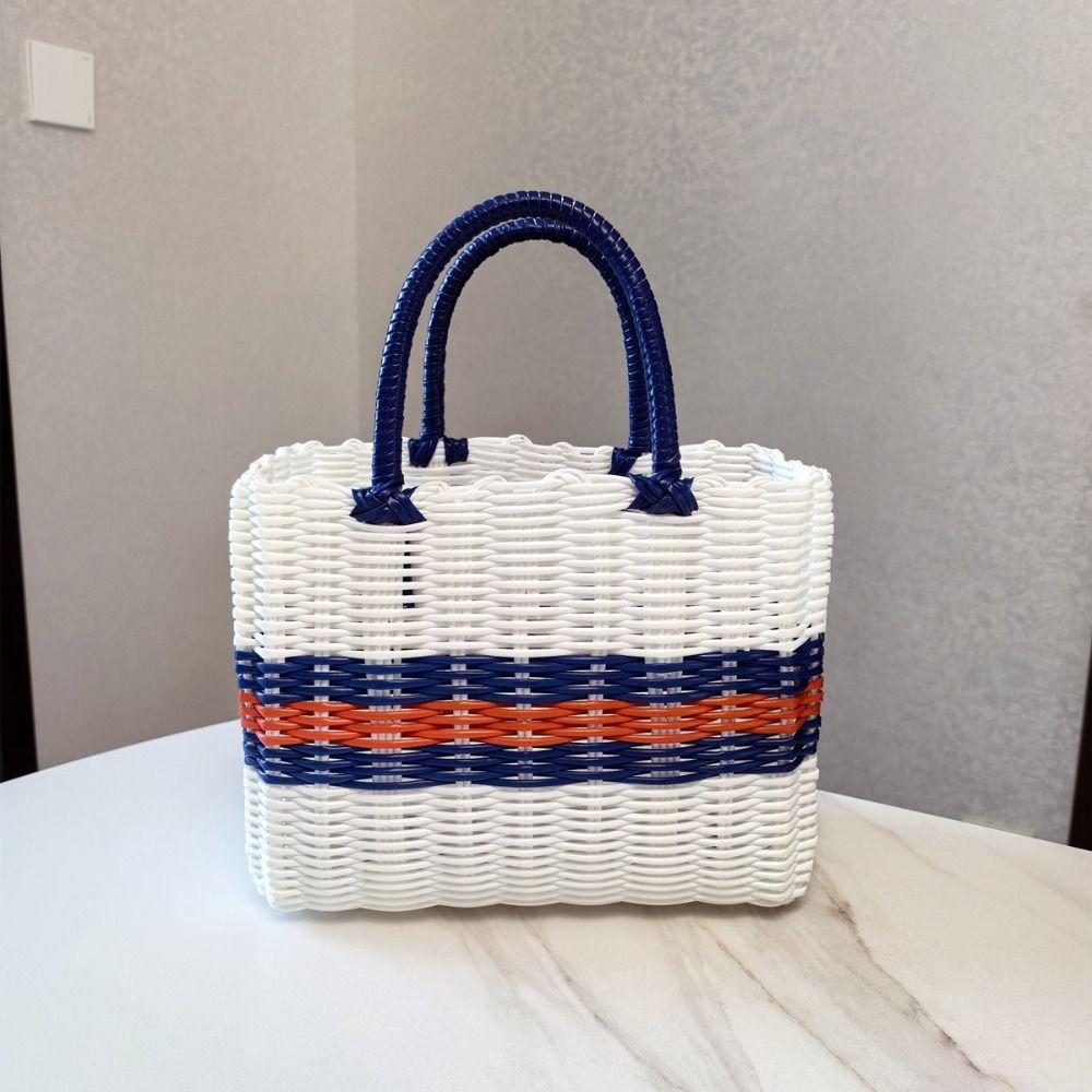 Square Storage Basket Plastic Woven Handbag Creative Hanging Baskets  Flower