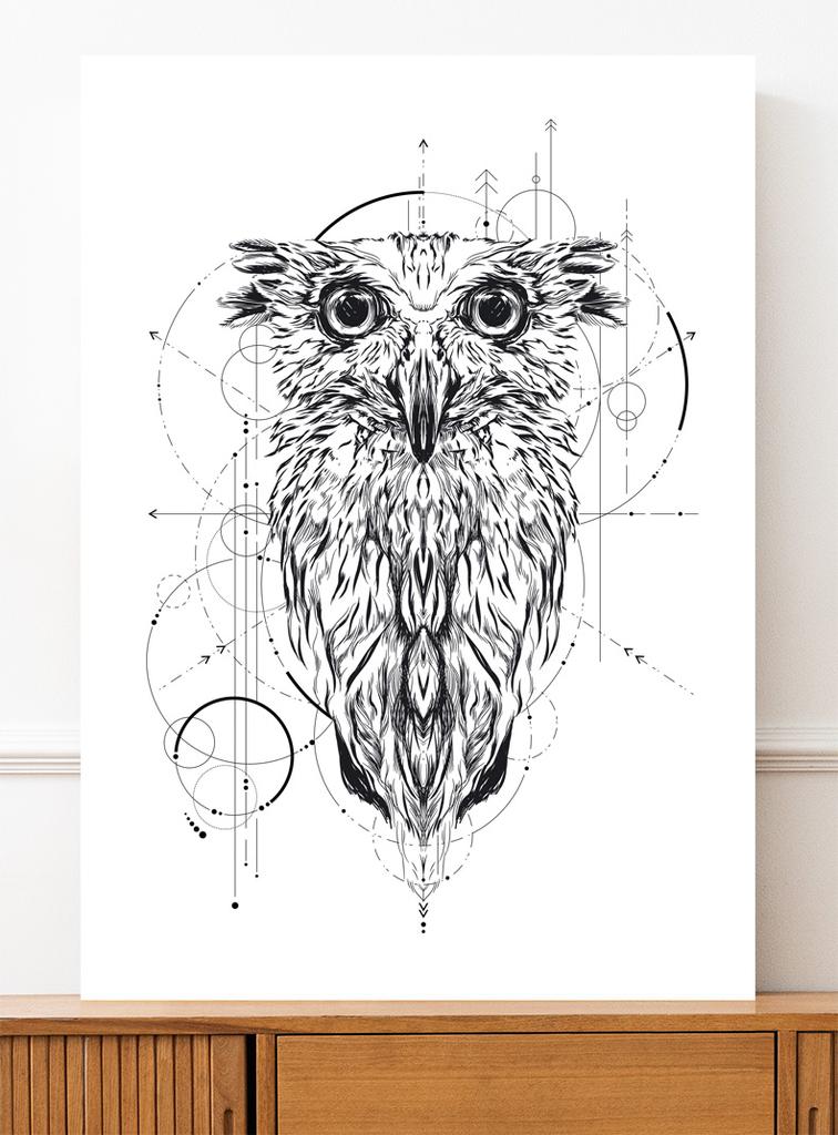 Poster Portrait Owl Geometry