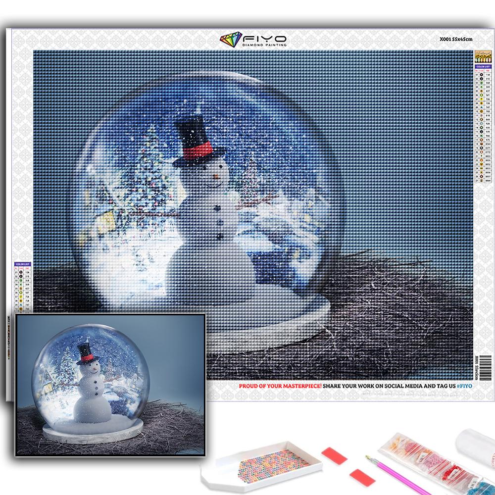 Алмазная картина Рождественская елка Санта-Снеговик Вышивка крестом Стразы Домашний декор