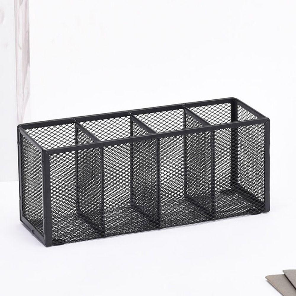 Modern Mesh Desk Organizer 3/4/5/6 Grids Pen Storage Box Multifunctional Pencil Holder Office Use