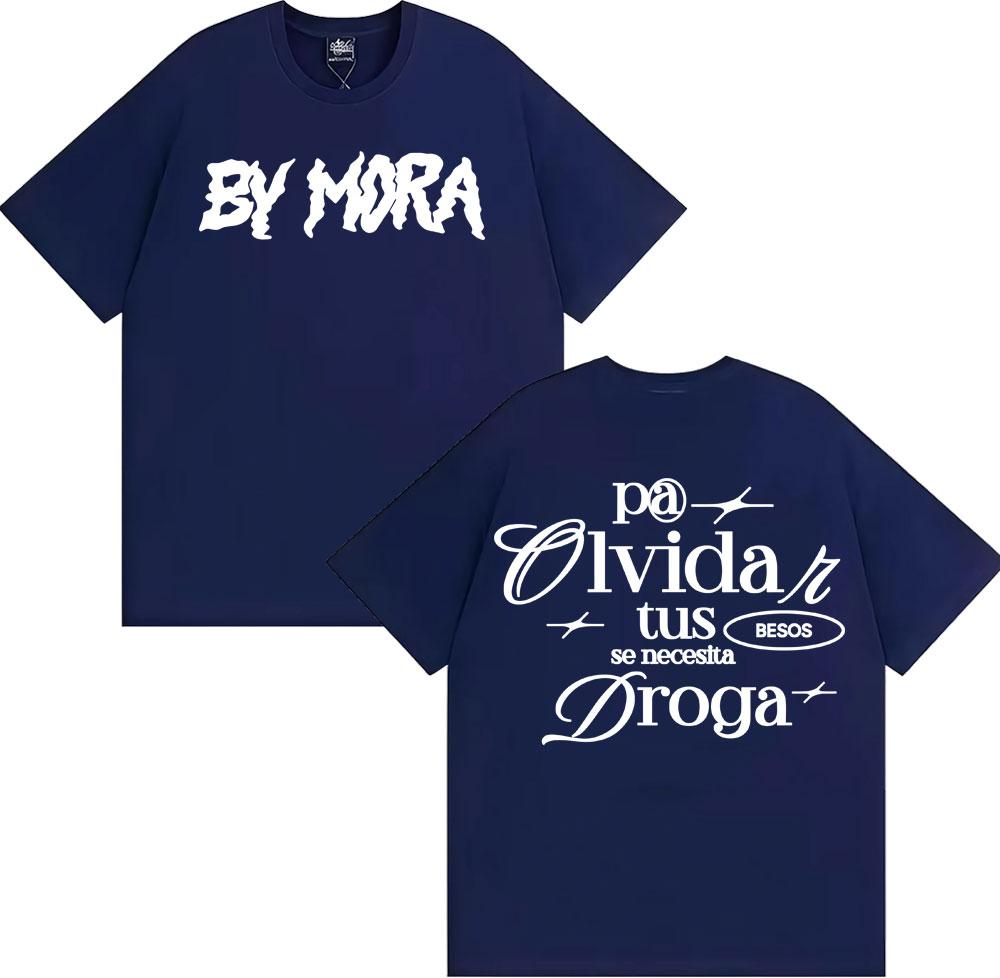 Футболки с принтом букв Rapper MORA DROGA Мужская одежда Харадзюку Хип-хоп Уличные футболки Высокое качество Повседневная 100% хлопковая футболка