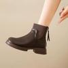 British Style Thick Soled Sock Boots with Back Zipper Martin Boots, Women's Autumn and Winter New Style Stylish Chelsea Short Boots