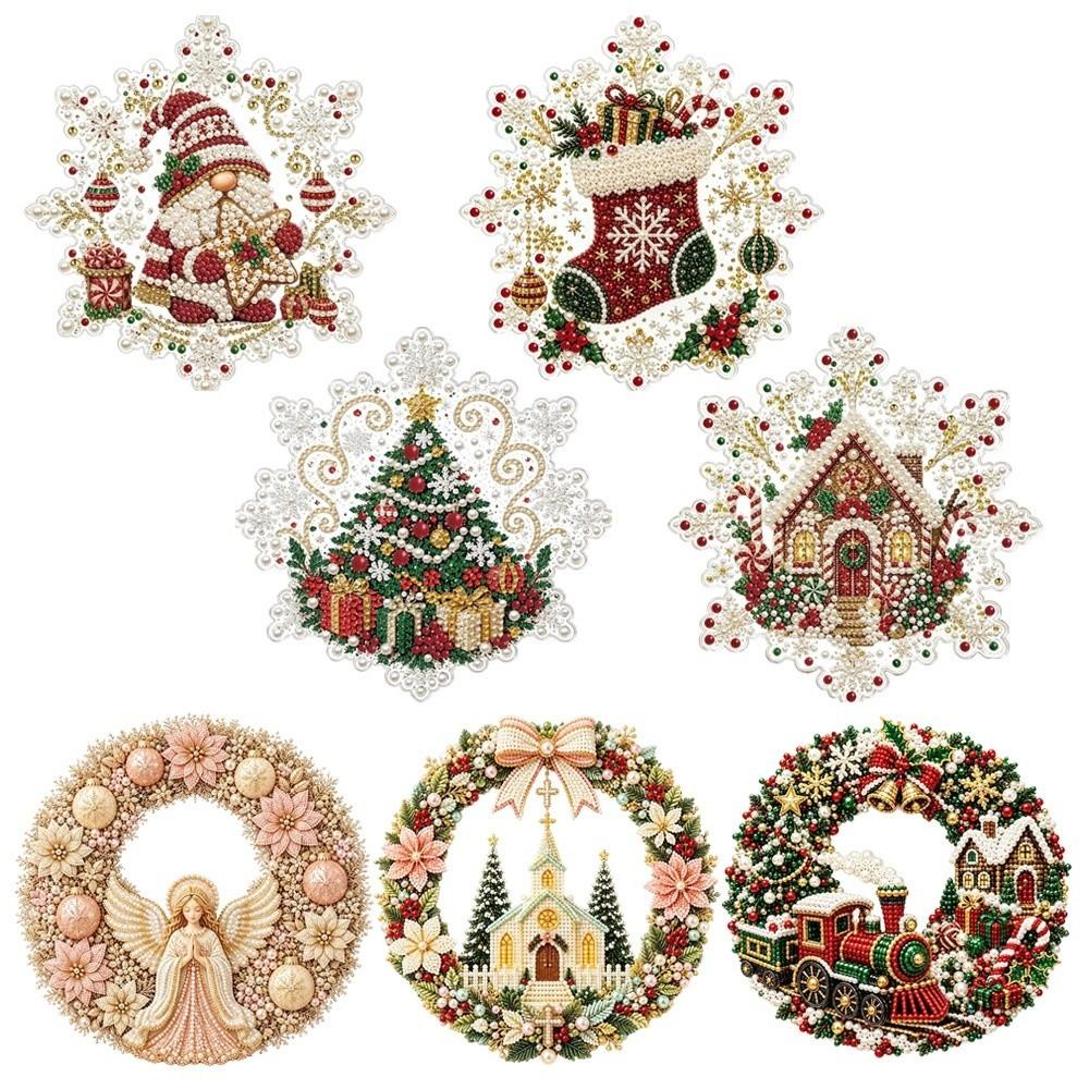 Christmas DIY Hanging Pendant Pearl Rhinestones Wall Ornaments Creative Xmas Tree Charm  For Adults