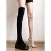 Over-knee Boots Women's 2025 Autumn and Winter New Thick-soled Velvet Boots Women's Elastic Tall Thin Boots Black Boots