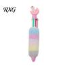 Holiday Gifts for Notebook Enthusiasts 6-in-1 Retractable Gel Pen, Cute Unicorn Plush Doll Decor, Animal Writing Stationery Kids 0.5mm Multicolor