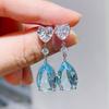 Aesthetic Green/Blue Cubic Zirconia Dangle Earrings For Women Silver Color/Gold Color Wedding Trend Eternity Love Jewelry