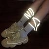 Flash Reflective Socks Personality Women Cross Lace Up Socks Cotton Luminous Socks Lady