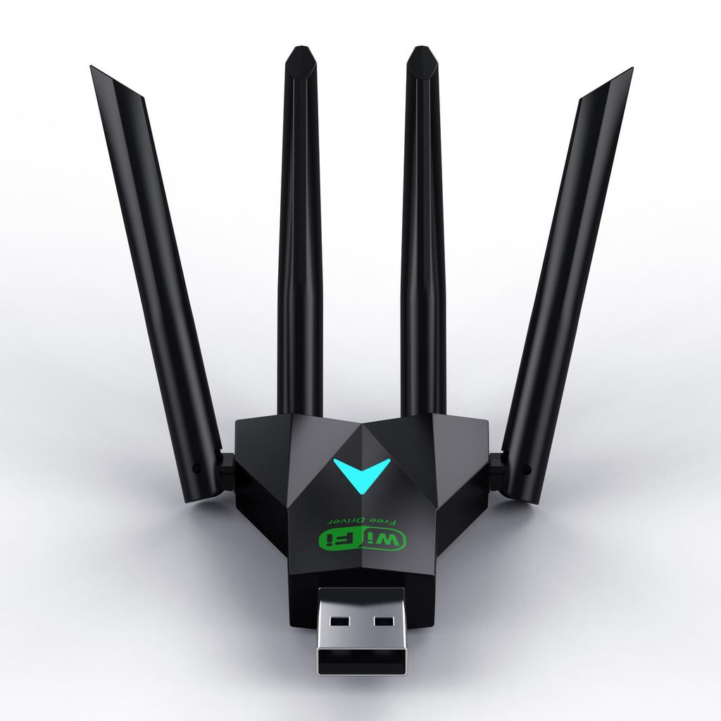 USB WiFi Адаптер Двухдиапазонный 1200 Мбит/с Беспроводная Сетевая Карта 2,4 ГГц 5 ГГц WiFi Донгл с 4 Внешними Антеннами для Настольного Компьютера Ноутбука ПК Windows Mac