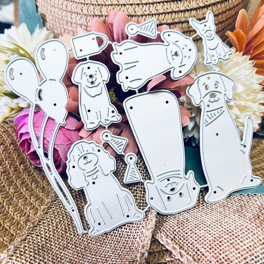 2 шт./лот Вырубки для собак для изготовления открыток, Металлические вырубки для щенков, Металлическая форма для вырезания, Вырубки для скрапбукинга, Трафарет для тиснения с травлением для рукоделия