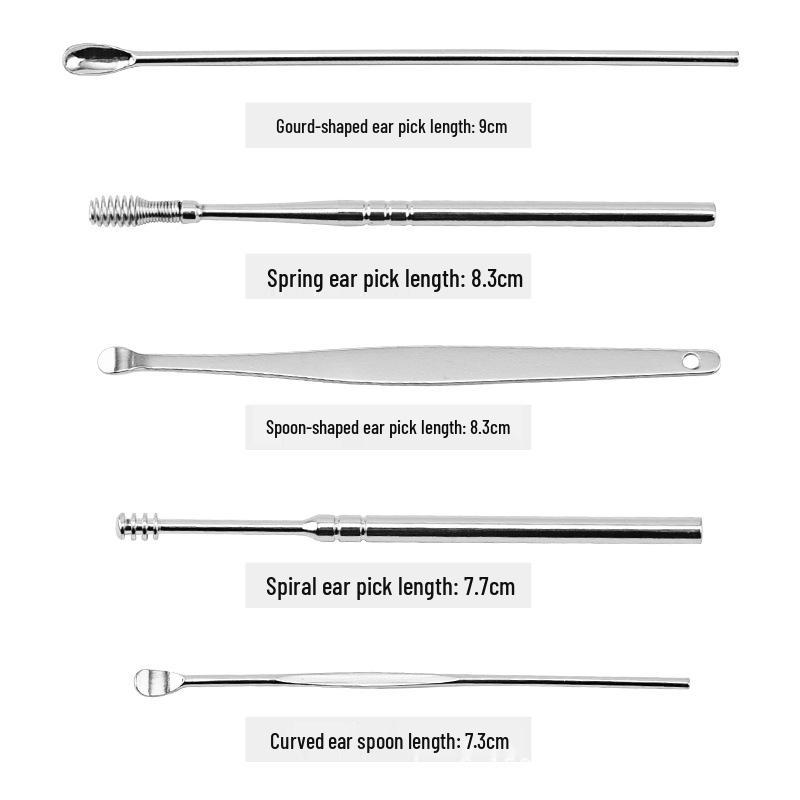 Набор из 6 спиральных ухочисток из нержавеющей стали, многофункциональный набор для чистки