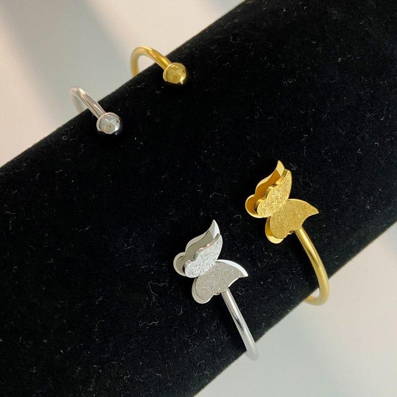 Cross-Border New Arrival Frosted Butterfly Bracelet Female Ins Style Fashion Minimalist Butterfly Open-End Bracelet Elegant Couples Bracelet