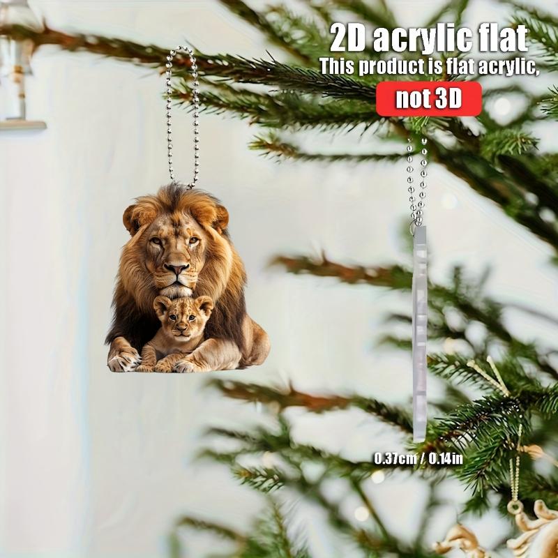 2D плоская акриловая подвеска с двойным львом - украшение для дома и автомобиля, аксессуары для рюкзака, брелок-шарм, идеальный подарок для любителей животных