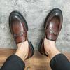 Luxury Thick Sole Heels Mens Dress Wedding Fashion Suit Leather Business Italian Casual Man Formal Loafers Summer Shoes for Men