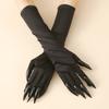 1Pair Halloween Costume Gloves Masquerade Wear Birthday Party Black Vampire Claw Gloves Funny Scary Claw Gloves Cosplay