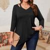 Женские однотонные топы больших размеров с вырезом в виде капли и рукавом 3/4, элегантные повседневные топы