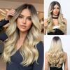 Long Wave Lace Front Synthetic Natural Hair Wigs Blonde Platinum Ombre Lace Frontal Wig for Women Cosplay Wigs High Density