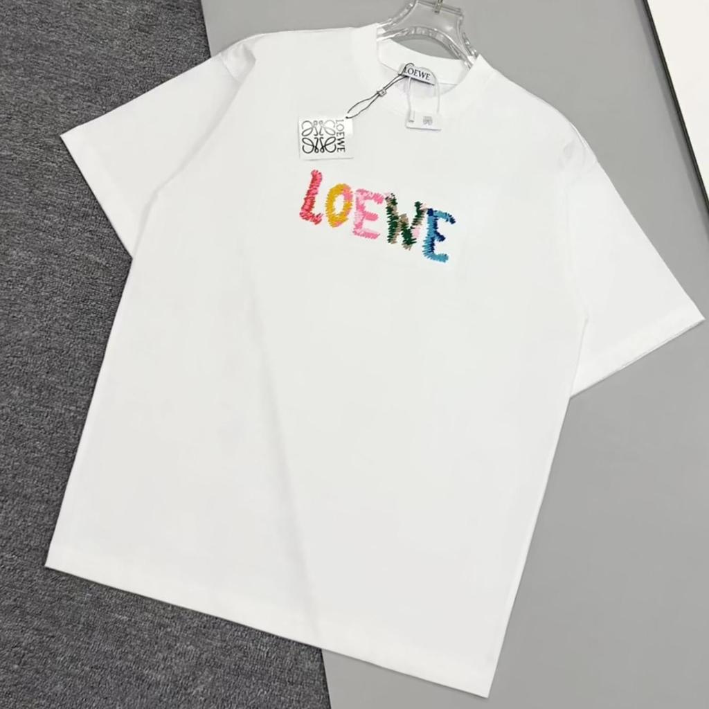 Модная unisex футболка Luo Jia: Вышитая, с коротким рукавом, свободного кроя, из чистого хлопка, парный стиль.
