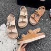 2024 Women's Sandals Cow Suede Leather Gladiator Sandals Girls Brown Apricot High Quality Flat Platform Sandals Ladies Hot Sale