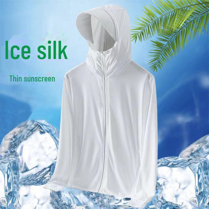 Мужская летняя ветровка с капюшоном из ледяного шелка: Дышащая куртка для рыбалки на открытом воздухе с защитой от солнца