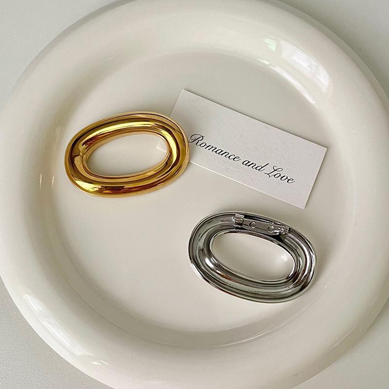 Stainless Steel O Shape Brooches for Women Geometric Gold Silver Color Metal Brooch Pin Unisex Light Luxury Jewelry 2026 New