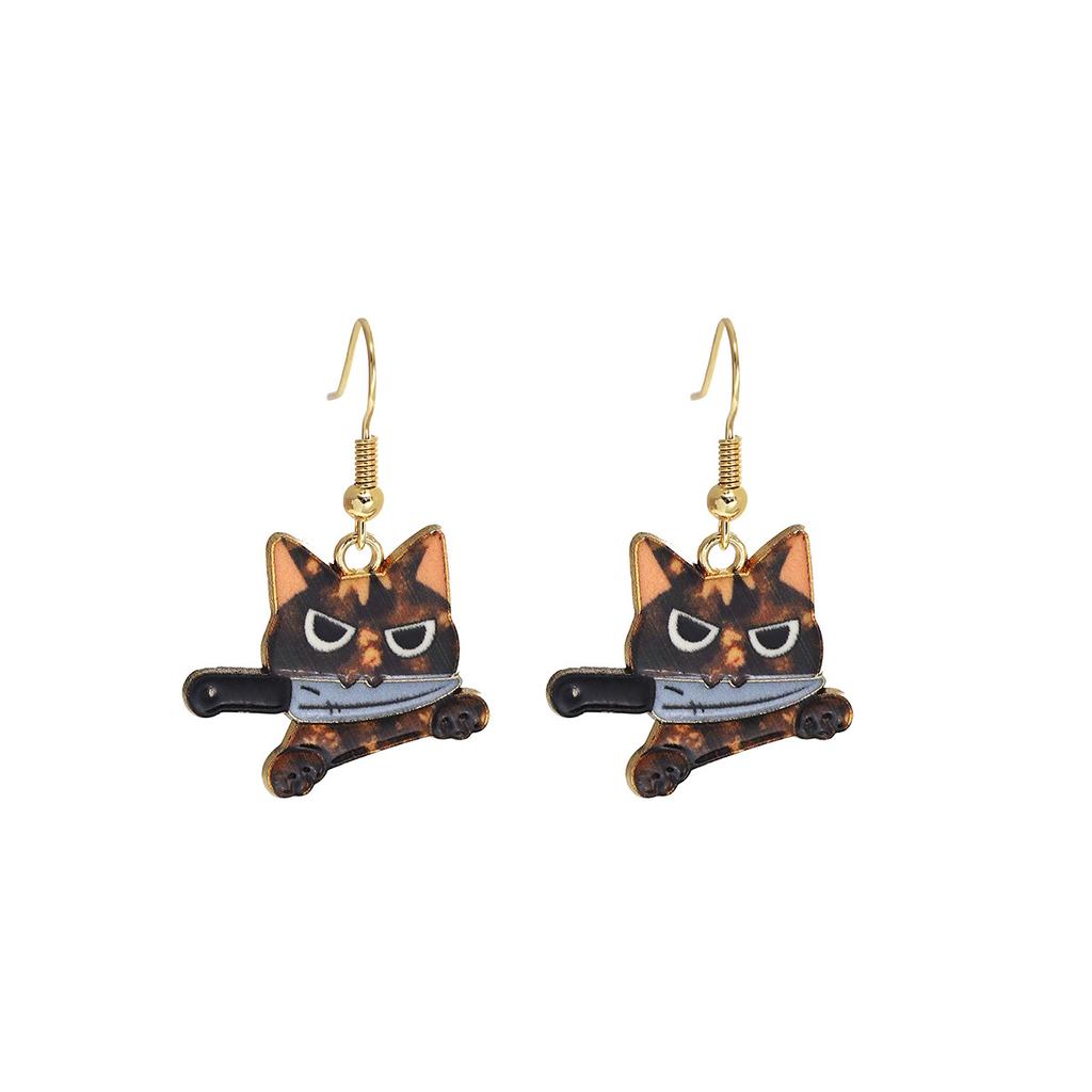 Fun Cartoon Cute Kitten Earrings, Creative Simple Earrings Animal Earrings