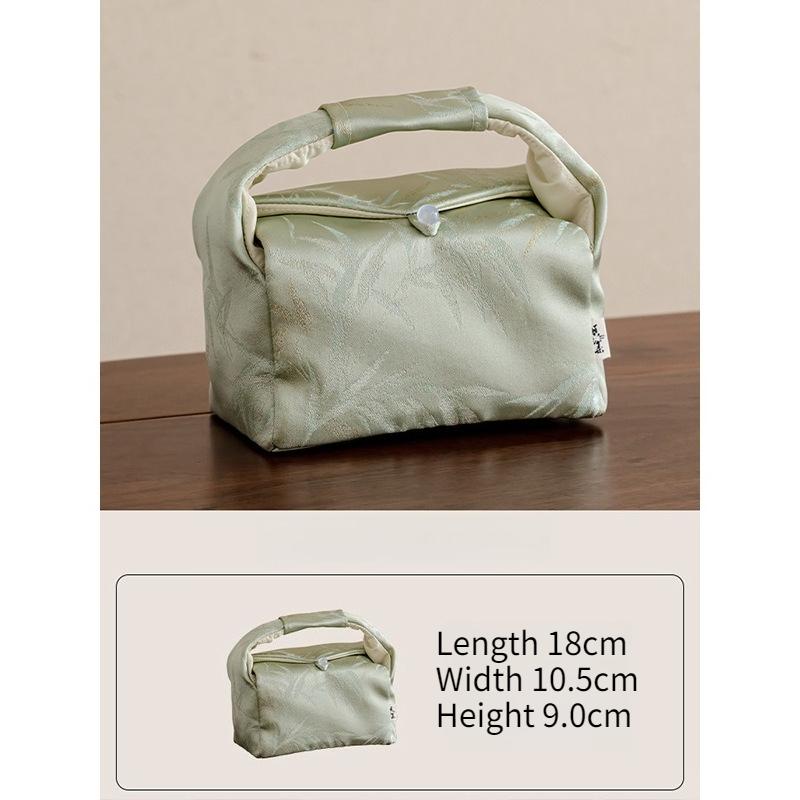 Вышитый парчой бамбуковый чайный набор, сумка для хранения, портативные дорожные сумки для хранения, посуда для напитков, чайная посуда, китайские традиционные грелки для чая