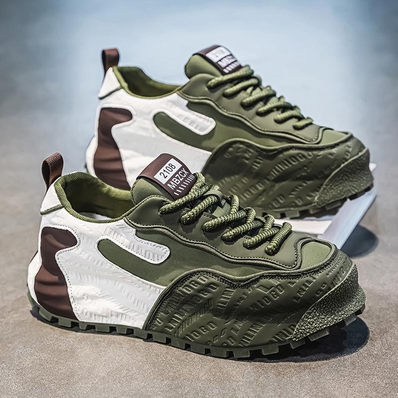 Мужские модные кроссовки в стиле 'Dad Shoes' из тисненой кожи с толстой амортизирующей подошвой на весну 2025 года