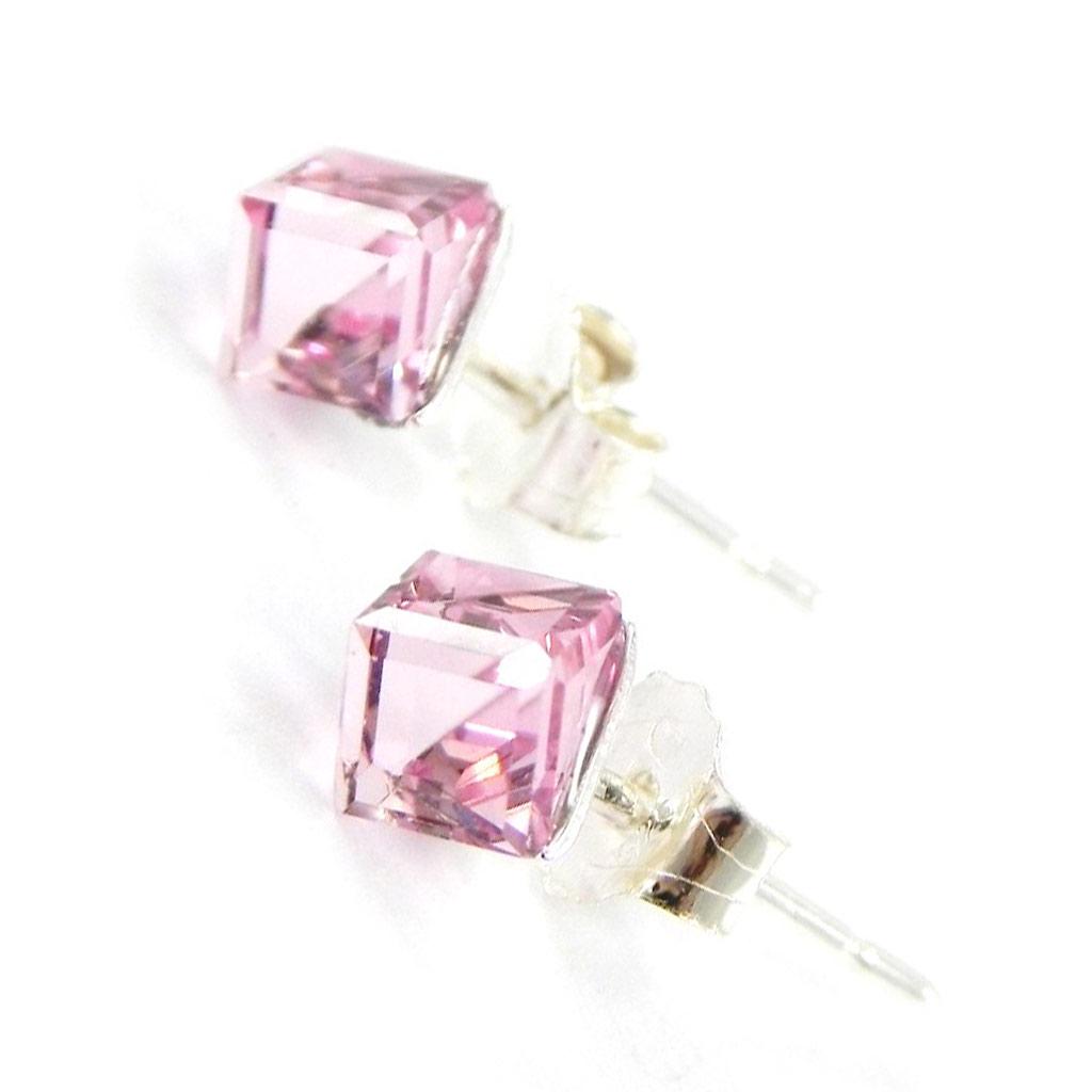 Les Trésors De Lily [I1080] - BO Silver 'Crystal Cubes' розовый 4 мм