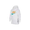 Nike Худи флисовый пуловер с длинным рукавом и капюшоном с принтом логотипа в стиле колор-блок Детские топы Белый BV0783-100
