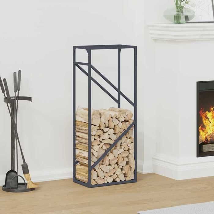 VidaXL Firewood Rack Anthracite 40x25x100 Cm, Fireplace Log Holder, Log Holder, Log Rack 864333