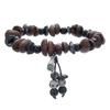 Handmade Natural Real Coffee Bean Bracelet Elastic Sandalwood Coconut Chip Wood Splicing Woven Jewelry Bracelet for Women