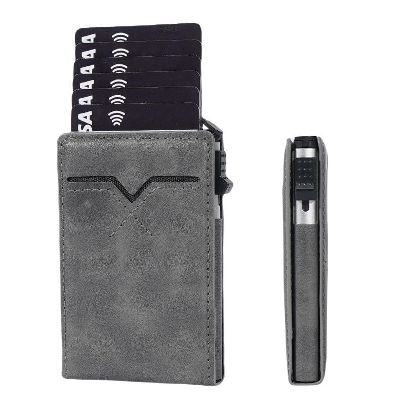 Wallet Carbon Fiber Pattern Flip Cover Metal Card Case Anti-degaussing Credit Card Bag Premium Sense