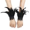 Black Lace Fluffy Feather Wrist Cuffs Lightweight Plume Bracelet Halloween Arm Cuff Gloves  Cosplay