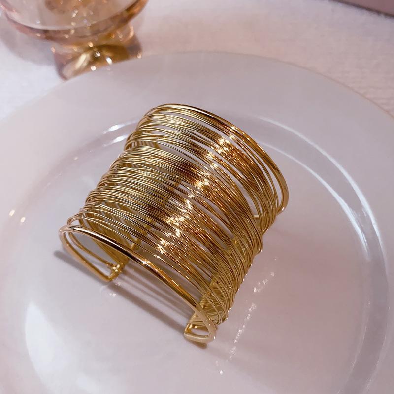 Металл ветер многослойный железный провод открывающийся браслет личность преувеличенный браслет мода легкая роскошь высококачественные ювелирные изделия