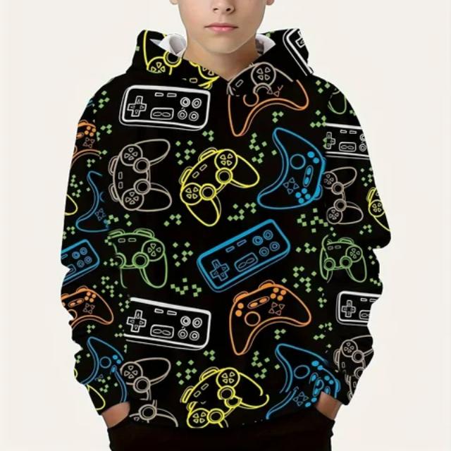 Модный геймпад с 3d принтом, милая и уютная толстовка для детей, для мальчиков, теплая и стильная, детский пуловер с капюшоном, весенне-осенняя одежда