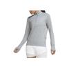 Однотонная футболка с логотипом, на молнии до середины груди, с высоким воротником и длинными рукавами, женский топ, дымчато-серый CU3220-084
