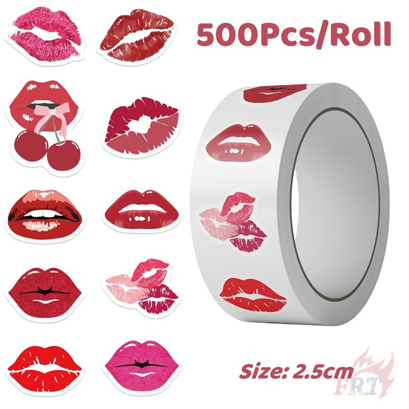 500Pcs/Roll Blazing Red Lips Kids Rewards Stickers - DIY Scrapbooks Album Decor Sealing Label Decals
