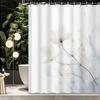 1 Piece High Quality White Floral Print Shower Curtain, Polyester, Machine Washable, Hook Included, Elegant Bathroom Decoration