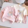 Girls' Striped Cotton Long-Sleeve Cartoon T-Shirt for Small & Medium Children - Spring/Autumn Bottoming Top