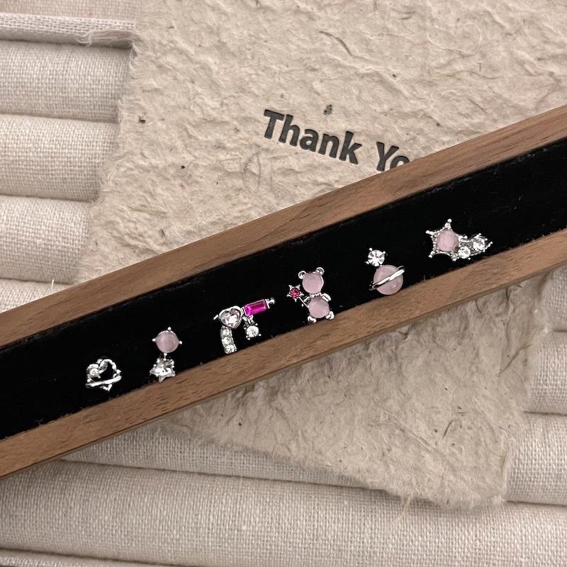 iF ME 6 шт./компл. серьги-гвоздики в виде бабочки и сердца, изысканный пирсинг, хрустальный драгоценный камень, серебряные серьги, аксессуары, ювелирные изделия