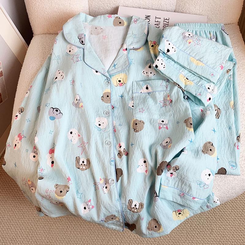 Дофаминовые пижамы из облачного хлопка для собак: Женский осенний комплект с длинным рукавом и мультяшным принтом