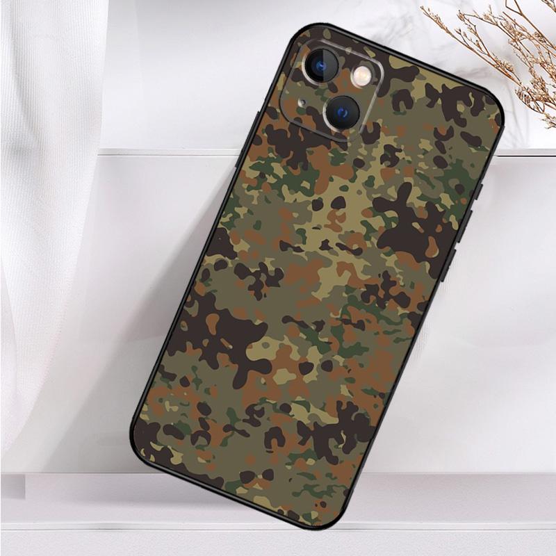Flecktarn Camouflage Camo Phone Case For iPhone 14 13 12 11 16 15 Pro Max Plus Mini 7 8 X XR XS Max Soft Cover
