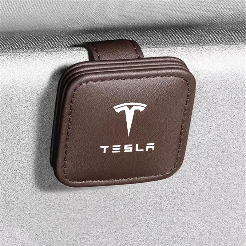 VCZRW1 Car Sun Visor Clip Glasses Cards Case Auto Sunglasses Visor Glasses Holder For Tesla model Y model X model 3 MODEL S