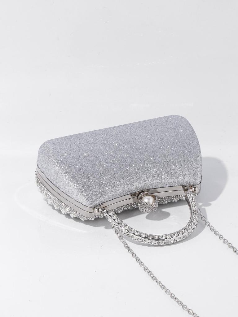 Элегантная вечерняя сумка-кроссбоди с жемчугом и стразами для женщин