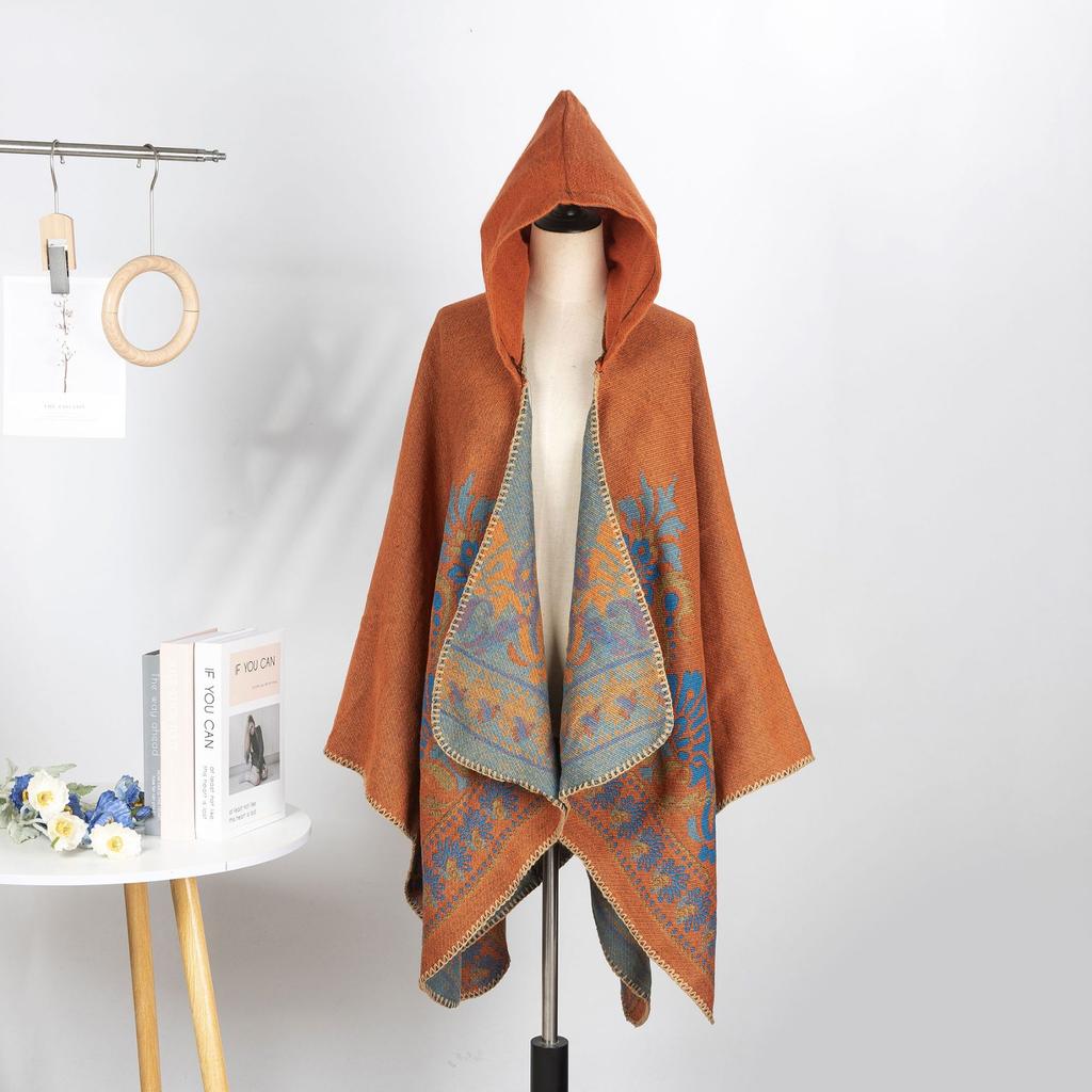 Retro Pattern Shawl Women'S Outdoor Travel Four Seasons Cardigan Air-Conditioned Room With Warm Cape